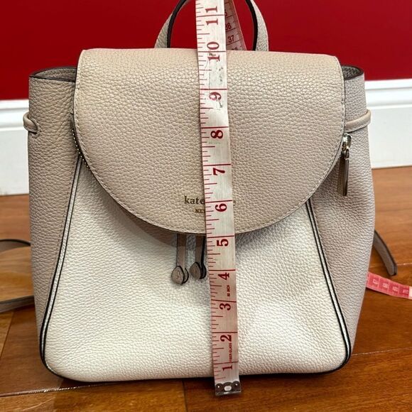 Kate Spade Leila Medium 2 Tones Pebbled Leather Backpack Drawstring Flap Closure